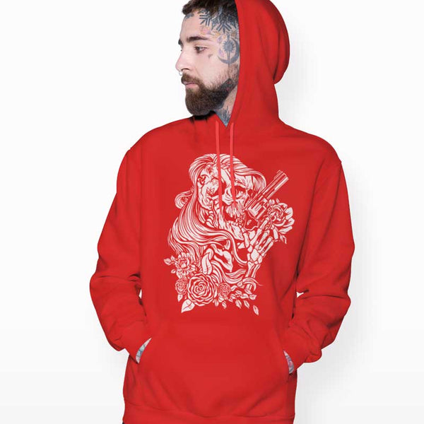 Floral Skeleton With Gun Graphic Hoodie