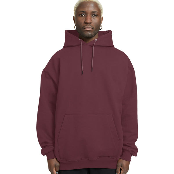 Plain Relaxed Fit Drop Shoulder Maroon Hoodie