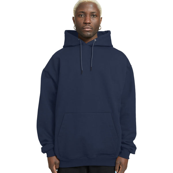 Plain Relaxed Fit Drop Shoulder Navy Blue Hoodie