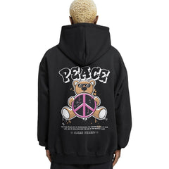 Peace Teddy Bear Relaxed Drop Shoulder Hoodie