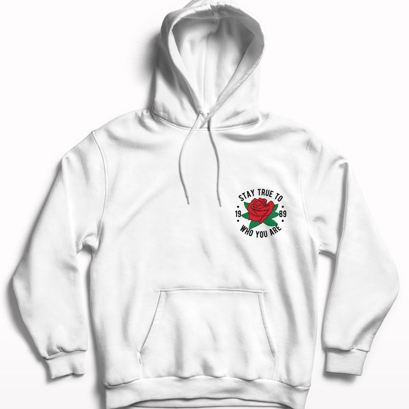 Stay True Rose Printed Hoodie