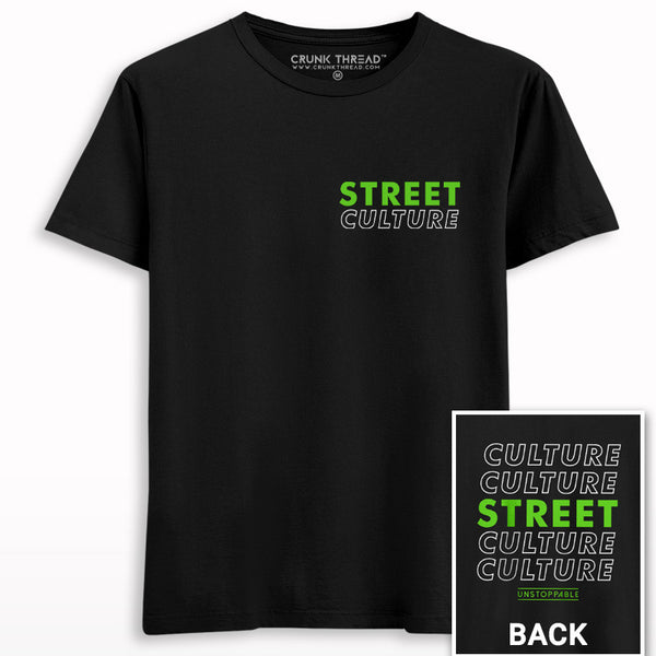 Street Culture Front-Back Neon Green Printed T-shirt