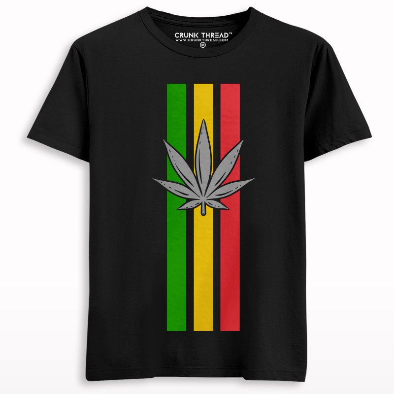 Weed Stripe Print T-shirt