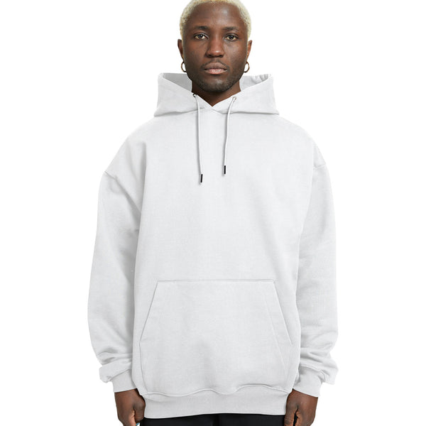 Plain Relaxed Fit Drop Shoulder White Hoodie