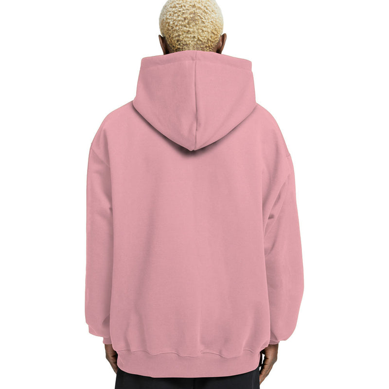 Plain Relaxed Fit Drop Shoulder Light Baby Pink Hoodie