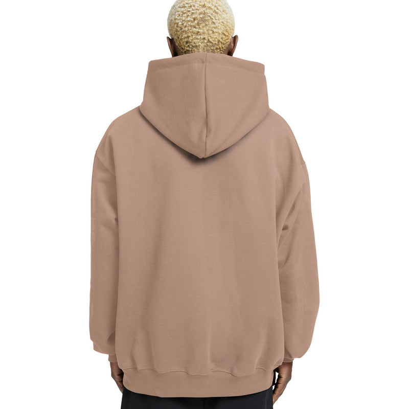 Plain Relaxed Fit Drop Shoulder Beige Hoodie