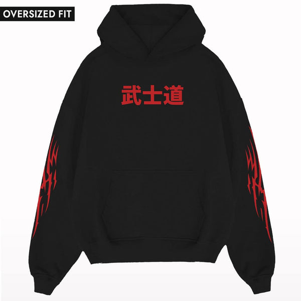 Bushido Tiger Sleeve Printed Oversized Hoodie