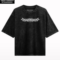 Crunk thread death metal Black Stonewash oversized t shirt