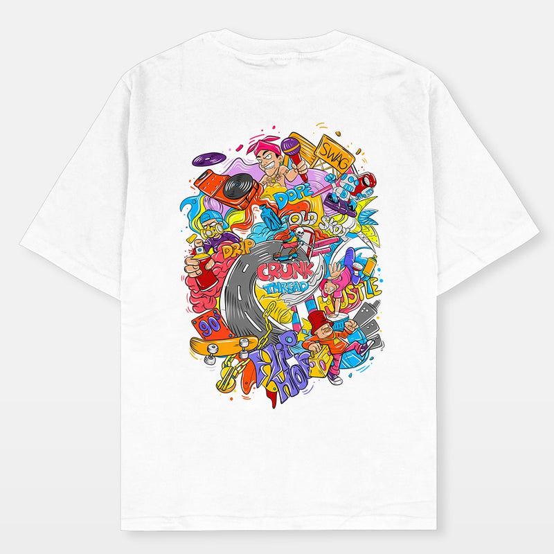 Crunk Thread Doodle Hip Hop Oversized T-shirt