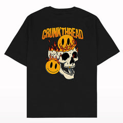 Skull Fire Crunk Thread Oversized T-shirt