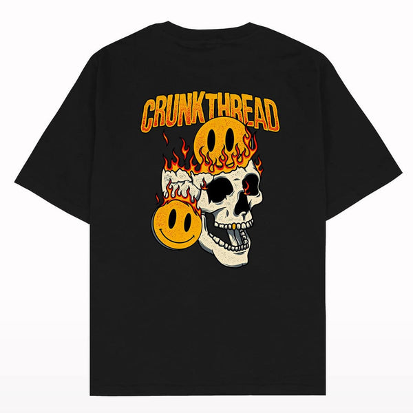 Skull Fire Crunk Thread Oversized T-shirt