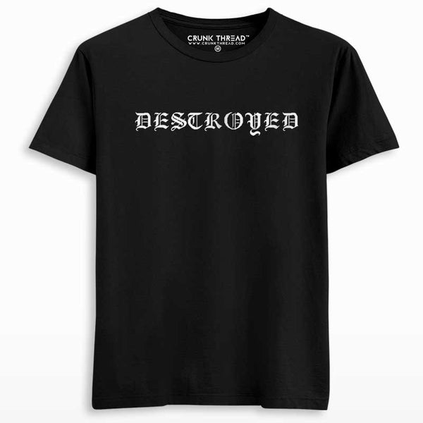 Destroyed Calligraphy Front & Back Print T-shirt