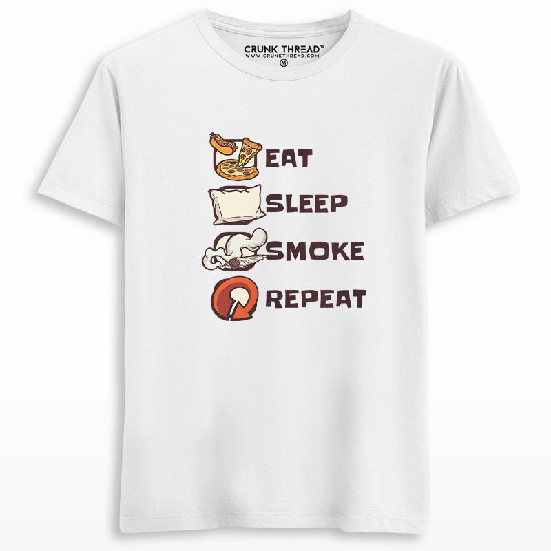 Eat sleep smoke repeat graphic T-shirt 