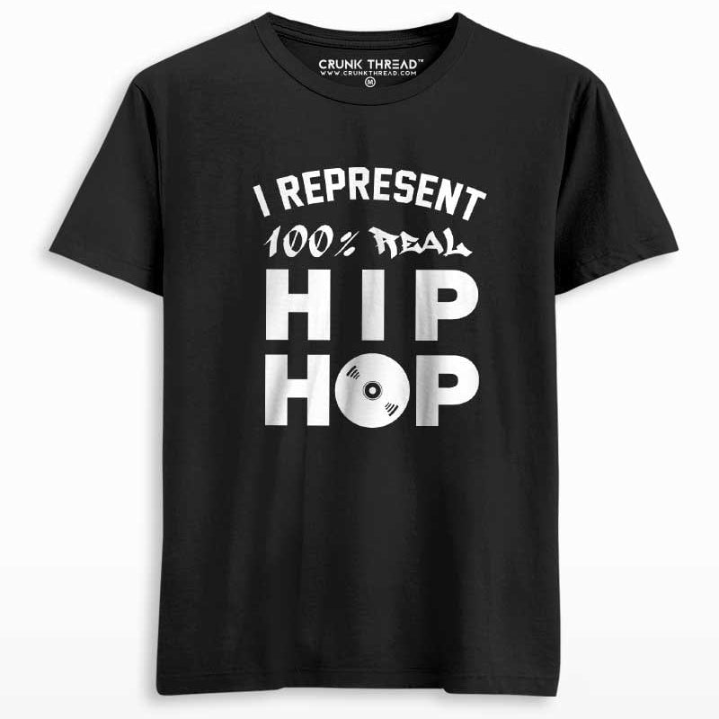 I Represent 100% Real Hip Hop Men's Printed T-shirt