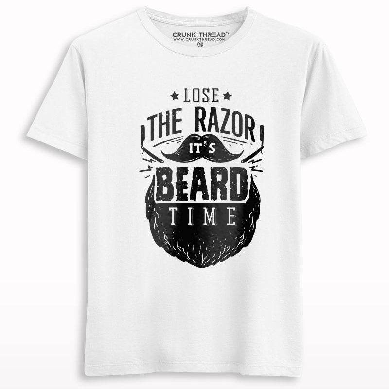 It's Beard Time Print Half Sleeve T-shirt