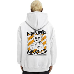 Never Give up Teddy Relaxed Drop Shoulder Hoodie