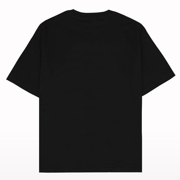 Oversized Drop Shoulder Black Plain T-shirt