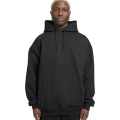 Plain Relaxed Fit Drop Shoulder Black Hoodie