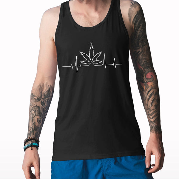 Weed Heartbeat Printed Tank Top