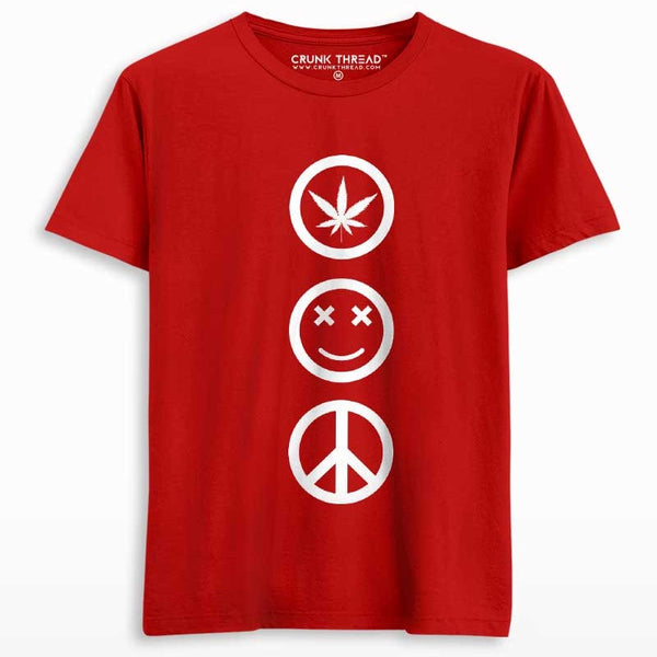 Weed Joy Peace Men's Printed T-shirt