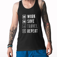 Work Save Travel Repeat Printed Tank Top